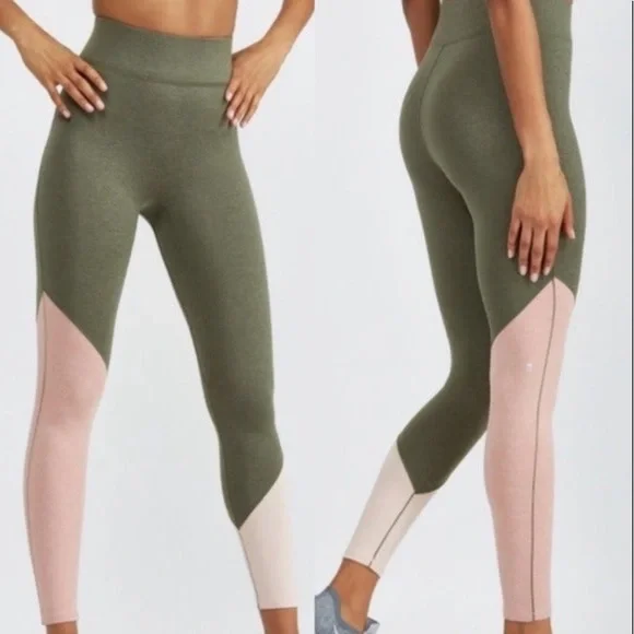WE OVER ME Synergy Leggings Green Olive Pink XS - Picture 1 of 10